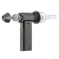Cordless air duster full cleaning kit with removable nozzle, pointed attachment and clear vacuum attachment on a white background